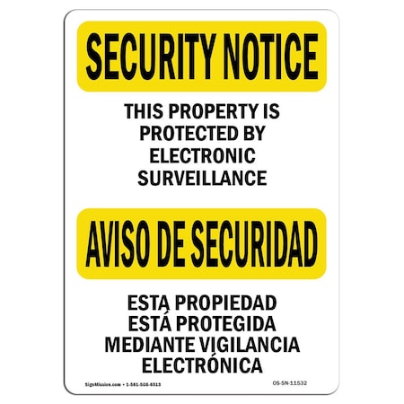 OSHA SECURITY NOTICE, 10 Height, 14 Width, Rigid Plastic